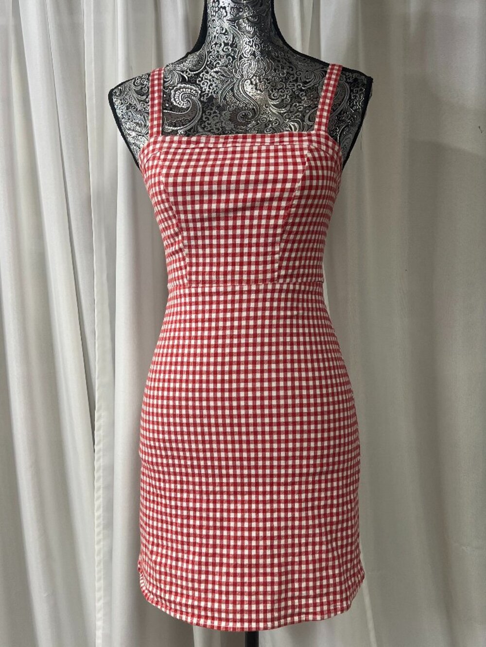 Brandy Melville/John Galt Dress Colleen Red Plaid Short Flannel Tie Back OS 90s